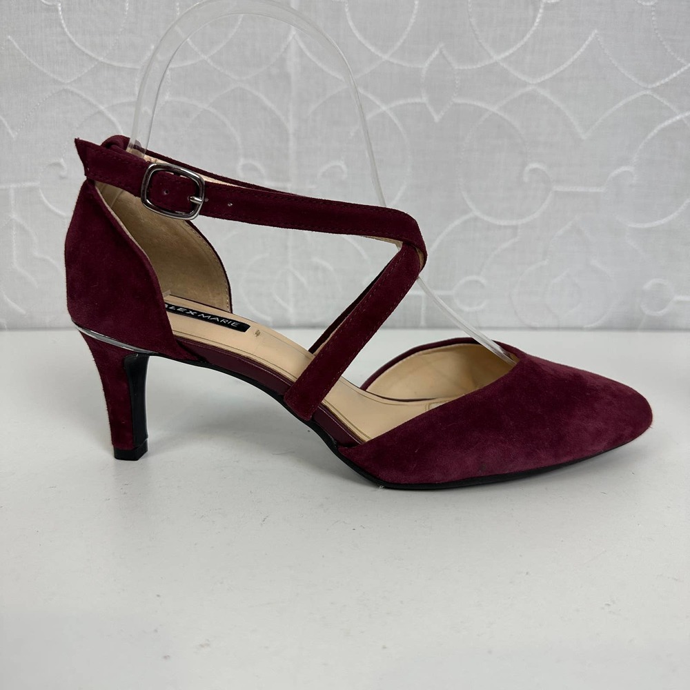 Alex Marie Womens Shoes Size 6 Suede Cross Over Strap Pointed Toe Pump Heel